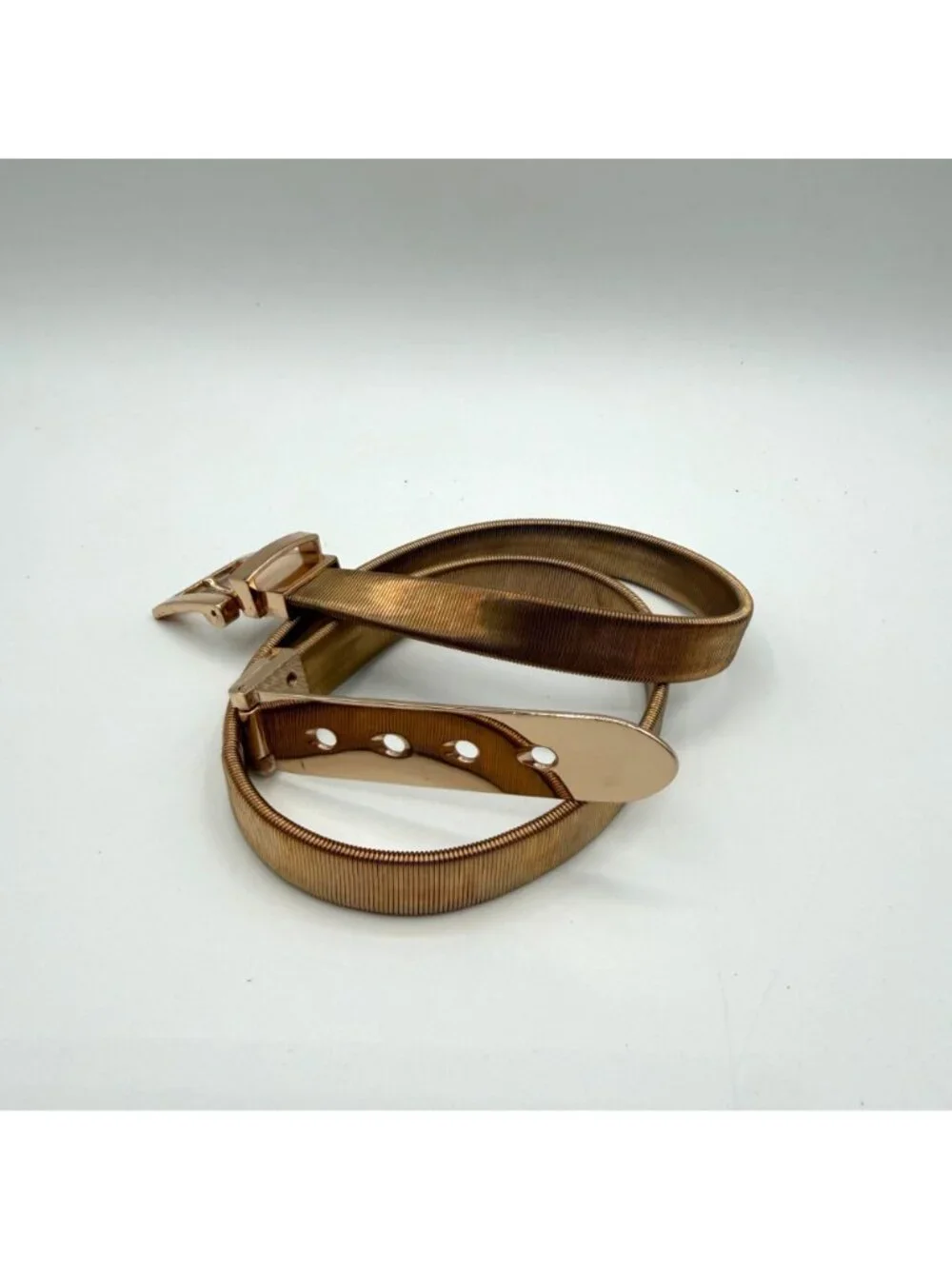 Vintage Gold Tone Stretch Metal Skinny Belt 27.5